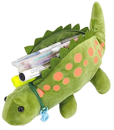 JAWSEU Dino Federmäppchen für Kinder, 3D Plüsch-Federmäppchen Federmäppchen Mädchen Federtaschen Jungen Schulmäppchen Schlamperetui Süß Schreibwaren Veranstalter Federpenal für Kinder Teenager