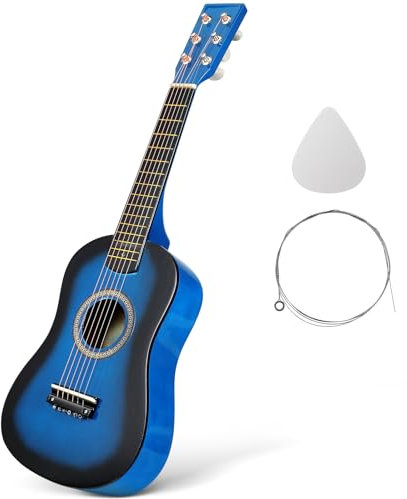 ibasenice Guitarra acústica de 23 pulgadas, instrumento musical para principiantes, guitarra de 6 cuerdas, pequeña
