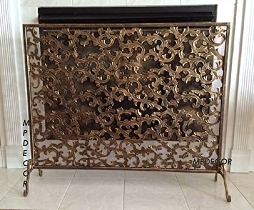 Fireplace Screens Leaf Antique Gold Iron Fireplace Fire Screen Fireplace Screen Flat Fireplace Screens Decorative The New