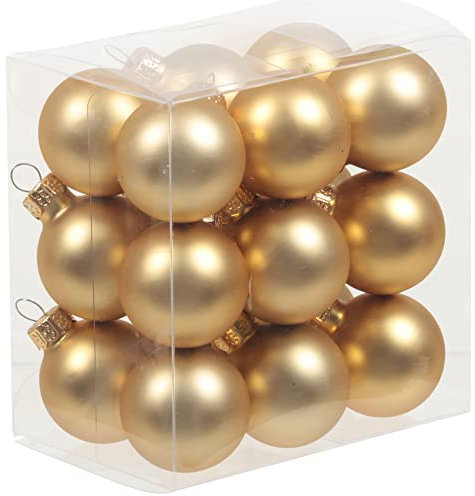 Kleine Baumkugeln aus Glas Ø 2 cm/2,5 cm/3 cm - Christbaumkugeln Baumschmuck Christbaumschmuck Weihnachtsbaumschmuck Weihnachtsbaumkugeln (3 cm, 16 Stück Hellgold Matt)