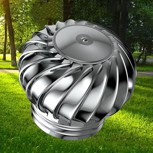 External Extractor Vent Cover Roof Wind Turbines Cap Vent Stainless Steel Roof Ventilator, Silent Pipefit Roof Ventilating Fan, All Purpose Chimney Cowl Rotating Roof Vents Energy-Efficient