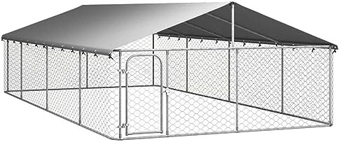 Camerina Outdoor-Hundezwinger mit Dach 600x300x150 cm Hundezwinger Outdoor