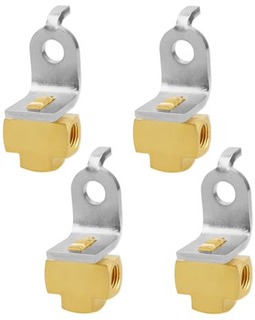 Universelles 3-Wege-Bremsleitungs-T-Stück für 3/16-Zoll-Rohr mit Montagehalterung für umgekehrte Flare-Armaturen, alle 3/8-Zoll-24-Gewinde, Messing und Edelstahl, 4 Stück