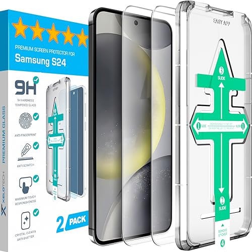 XeloTech Schutzglas für Samsung Galaxy S25/ S24 - Hartes 9H Premium Glas - 2 Stück - Mit Schablone zur Positionierung
