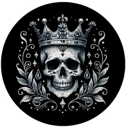 Skelettkönig Magnet rund rund Totenkopf mit Krone Skelett Schädel Knochen Kopf Monarchie Symbol Kraftvoller Skelettkönig Magnet rund