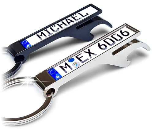 Internetservice Timo Lindner Schlüsselanhänger Kennzeichen Name mit Flaschenöffner Personalisiert Geschenk Männer Auto