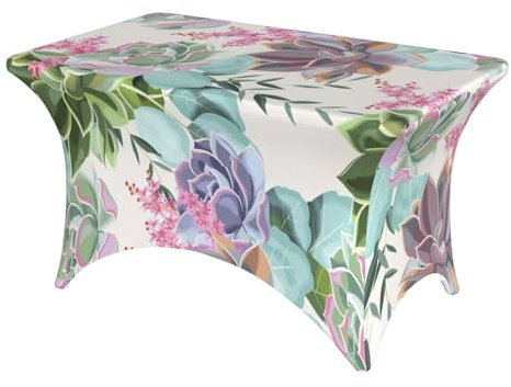 MYGANN Bunte Kaktus-Tischdecke, waschbar, dehnbar, rechteckig, für Hochzeit, Motto-Bankett, Party, Ausstellung, 122 cm