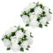 Oairse 2 Pcs Artificial Flower Ball with 15 Heads Silk Roses Flowers 22cm White Fake Flower Ball Arrangement with Base Flowers Bouquets for Centrepieces for Wedding Party Valentine Decor