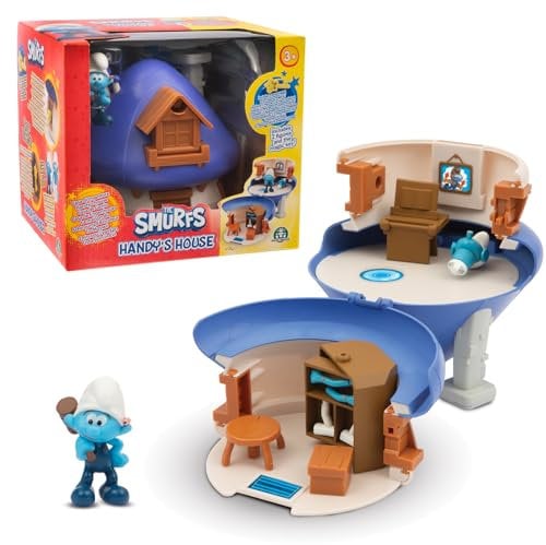 Giochi Preziosi I Puffi - Casa di Inventore, 2 Personaggi Esclusivi, Elementi D' Arredo Trasformabili e Adesivi, Scopri la Chiave Nascosta, Per bambini dai 3 anni