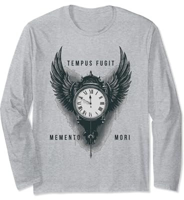 Tempus Fugit Memento Mori Uhr Flügel Stoische Philosophie Langarmshirt