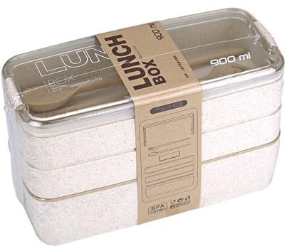 MerwDeeyt Brotdose Erwachsene Lunch Box mit Fächern, 3-Lagen Jausenbox 900 ML Frühstücksbox mit Besteck für Männer Frauen, Auslaufsicher Butterbrotdose Bento Box für Büro, Arbeit, Picknick