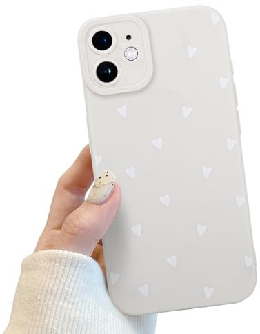 POTOK Handyhülle für iPhone 11 Schwarz matt mit Kameraschutz, Niedlich Herz Schutzhülle Design für Frauen Mädchen, Kratzfeste Schutzhülle für iPhone 11
