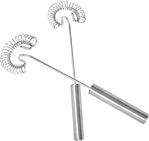 Garneck 2 Piezas batidor fácil de acero inoxidable agitador mezclador licuadora manual batidoras de mano batidora pequeña batidor cafe montadora de nata batidor de metal batidores Silver