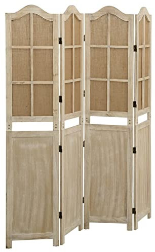 Iiaky 4-TLG. Raumteiler Braun 140x165 cm Stoff Room Divider Paravent Outdoor Wetterfest