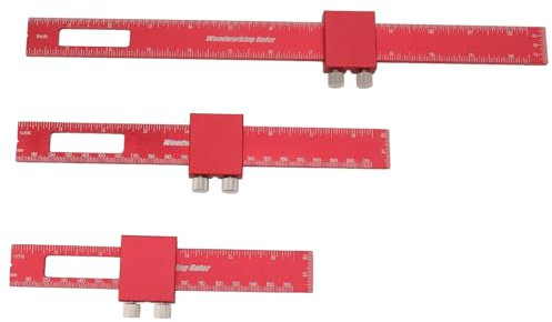 Lybunair Righello di misurazione tipo in alluminio 3 pezzi per lavorazione del legno con scala chiara per falegnami, macchinisti e ingegneri