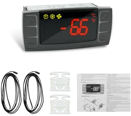 XR02CX-4N1F1 Dixell Regolatore di temperatura per frigorifero Termostato Digitale per Frigoriferi Congelatori Riscaldamento Apparecchi 120V/50-60Hz con 1 sonda NTC