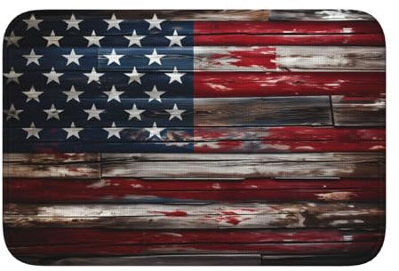 Mexpekil Vintage USA American Flas saugfähige Fußmatten 40 x 60 cm, rutschfeste Fußmatten für drinnen und draußen, Fußmatten für Zuhause und Küche