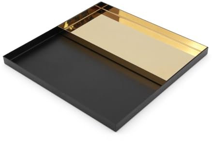 Luxury Metal Serving Tray Square Black Golden Decorative Removable Plate for Living Room Coffee Home Decor 30x30cm