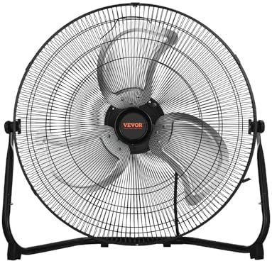 VEVOR Ventilador de Piso, 3 Velocidades, Alta Velocidad, Resistente, 4800 CFM, Inclinación de 360°, Flujo Aire 6,5 m/s, para Gimnasio, Hogar, Garaje, Tienda Comercial, 600 x 260 x 600 mm, 2 uds