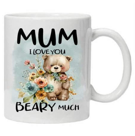 Novelty Mug Featuring A Bear and A Quote 'Mum I Love You Berry Much' Comes Boxed Ready for Gifting Ceramic Reusable Cup