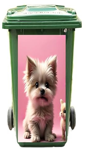 PLOIKM 8Styles Cat/Dog Wheelie Bin Stickers, Eco-Friendly Dustbin Stickers, Waterproof Self-Adhesive Decorative Stickers for Outdoor Use
