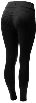 HORZE Damen Reitleggings Evelyn mit Vollbesatz – Hoher Bund, Silikon-Grip & Taschen, schwarz, 38