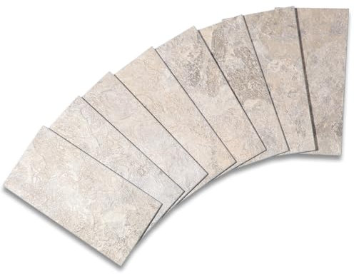 160 Pieces Peel and Stick backsplash 3 x 6 Inches 3D Beige Stone PVC Composite Wall Tile Stick on Backsplash Tile for Kitchen Bathroom, Laundry Room, Camper, Fireplace
