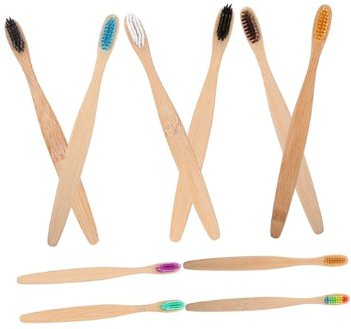 SEWOART 10stücke Bambuszahnbürsten mit Borsten aus Natürlichem Bambus Ergonomischem Griff für Erwachsene Mittlerer Härte Biologisch Abbaubar Packung