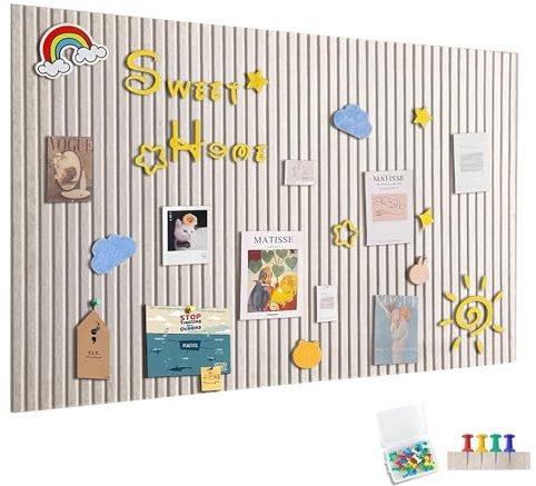 90x60cm Große Filz Pinnwand Selbstklebend, Filzboard Memotafeln Memo Boards mit 30 Pinnnadeln Bulletin Board Wanddekoration für Büro Küche, Fotos Memos,helles Kamel