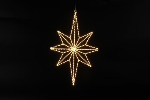 Quntis 62cm 360 LED Weihnachtsstern beleuchtet, 3D Große Weihnachtsdeko Strombetrieb Warmweiß Stern Fensterdeko faltbar, Bethlehemstern Weihnachtsbeleuchtung Innen Außen Fenster Wand Tür Balkon Garten