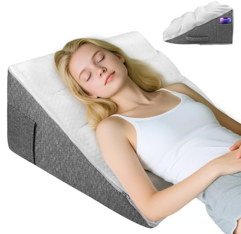 Almohada de Lectura, Cuña Antireflujo, Cojin Lectura Cama Algodón de Memoria, Almohada Reflujo Adulto, Soporte Ergonómico para Cama y Sofá, 55 x 55 x 25 cm