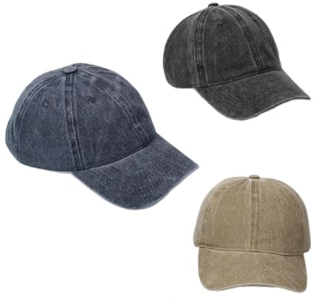 Fonyiunce 3 Stück Baseballkappe für Herren und Damen, Verstellbar Schildmütze, Vintage Base Cap Männer, Metallverschluss Verstellbar, Kappe Washed, Sonnenhut, für Schutz Outdoor Reisen Angeln