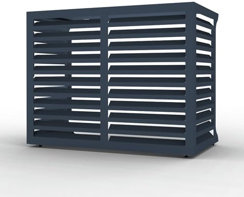 Cache climatiseur extérieur ou pour pompe à chaleur - Esthétique, protection et respect des flux d'air - Robuste : Aluminium Composite 3mm - Persiennes ventelles AnthraciteTaille 1