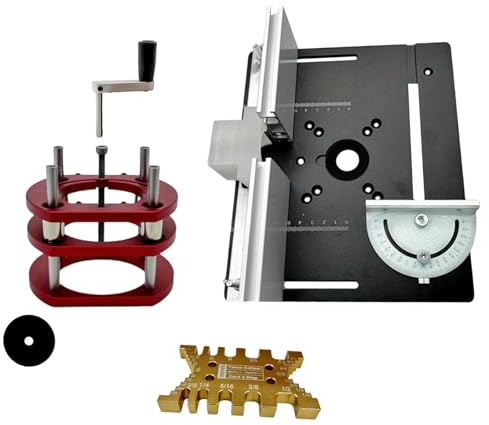 Oberfräsenhebe-Set, Aluminium-Oberfräse, Elevationswerkzeug, manuell verstellbarer Oberfrästischeinsatz für Holzbearbeitung, Metallfräserheber für präzise Höhenverstellung
