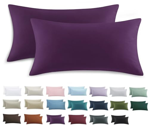 Tifschlaf Kissenbezug 40 x 80 2er Set - Kopfkissenbezug 40x80 Lila mit Reißverschluss aus Mikrofaser Weich, 40x80cm Violett Pillow Case