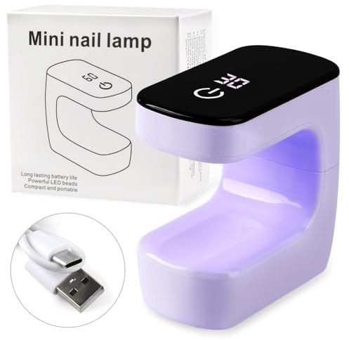 ANGNYA Mini UV Nail Lamp Rechargeable ,Portable Gel Polish Dryer with 30s/60s Timer, USB-Powered Travel Nail Light for DIY Manicure at Home/Salon, Cures All LED/UV Gel Nail Polish