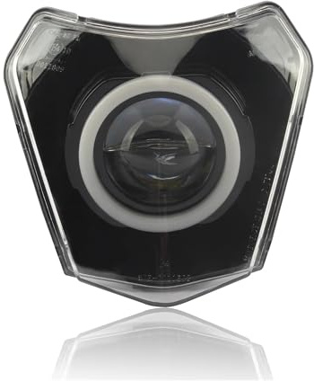 Motorrad-LED-Scheinwerfer mit weißem Angel Eye-Ring für EXC XC SX SXF EXCF SMCR, Kompatibel Für Husqvarna 501 FE 2016, Kompatibel Für GASGAS EC 700 SM 700