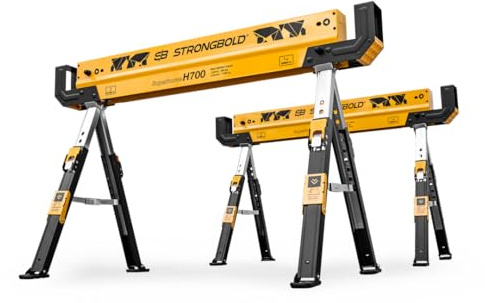 STRONGBOLD Arbeitsbock 2er-Set H700, Schwerer Sägebock für multifunktionale Anwendungen, einschließlich Metall und Brennholz, ideal für den Werkbankaufbau, mit kompaktem Design