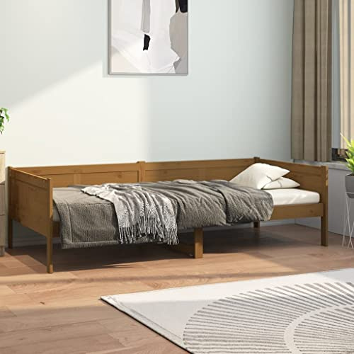 QJBSAVVA Tagesbett Honigbraun 90x190 cm Massivholz Kiefer Schlafsofa Gästebett mit Lattenrost Jugendzimmer Deko rustikal für Wohnzimmer Schlafzimmer Flur