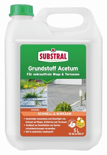 Substral Naturen Grundstoff Acetum 5L unterstützt die Unkrautbeseitigung | Unterstützt die Unkrautbeseitigung | Auf Essigbasis | Auch für Gartenscheren geeignet