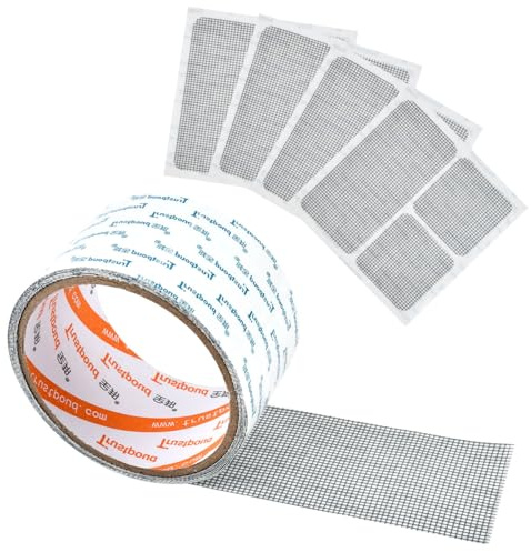 POUMUE 2m Cinta Mosquitera Adhesiva, Cinta Reparación Mosquitera mit 4 Cinta para Arreglar Mosquiteras Pegatinas, Cinta Adhesiva para Reparar Mosquiteras para Ventana, Puerta, Porche