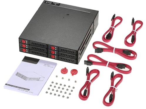 RASTKY Rack Mobile sécurisé à 6 Baies avec Ventilateur de Refroidissement pour Une Transmission à Grande Vitesse en Métal Noir, Voyant Lumineux de 6,7 Pouces pour Un Stockage de Données Flexible