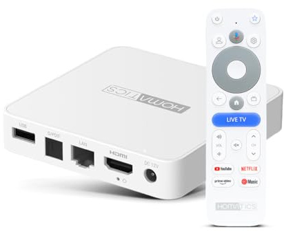 Homatics Box R Lite V2 4K Google TV 14 Mediaplayer 4K UHD, HDR, Dual Band WiFi 2.4G/5 GHz, Bluetooth 5.0, 32GB Flash, Quad Core 20000 DMIPS, Netflix, Prime Video, YouTube, Google Play, Dolby Atmos