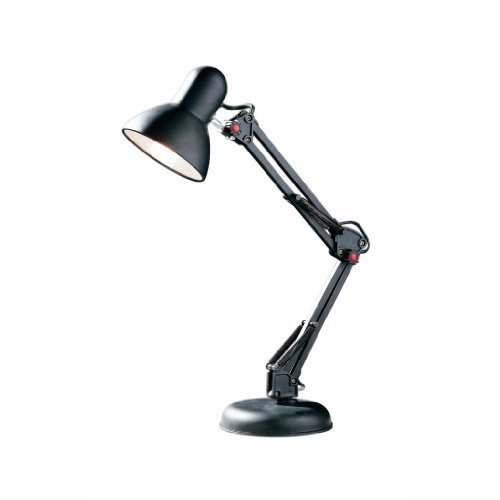 Premier Housewares Bedside Desk Lamp, Standing Table Lamp for Bedroom and Office for Study or Reading, H60cm x W17cm x D21cm, Black - Studio