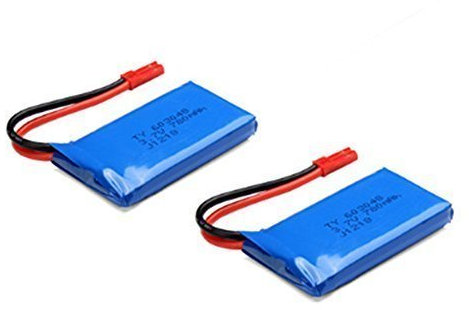 YUNIQUE GREEN-CLEAN-POWER - Paquete de 2 Baterías Lipo 780mAh 3.7V para Drones | Compatible con Wltoys V636 V686 V686G V686K JJRC V686 | Larga Duración, Proveedor Italiano, 58 x 33.5 x 12 mm, Azul