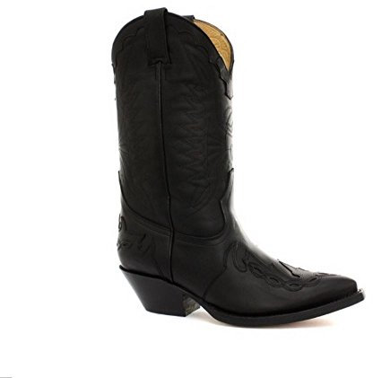 Stivali Alti Texani a Punta da Uomo in Vera Pelle Casual Cowboy Arizona Nero 9UK, 43EU