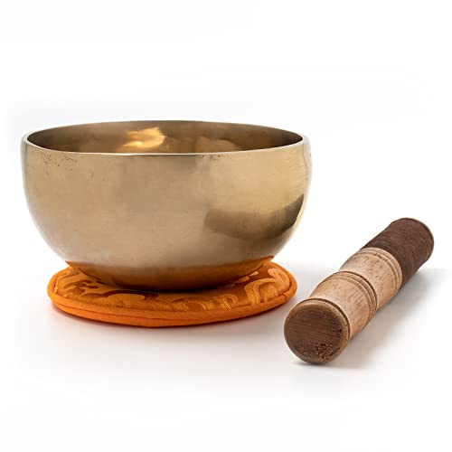 Klangschale - Herzschale ca. 550g, handgeschmiedet | Fair Trade aus Nepal, für Achtsamkeit & Rituale, inkl. Zubehör