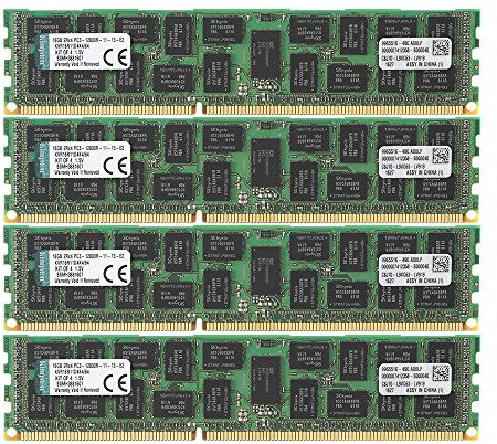 Kingston KVR16R11D4K4/64 RAM 64 GB 1600 MHz DDR3 ECC Reg CL11 DIMM Kit (4 x 16 GB) 240-Pin