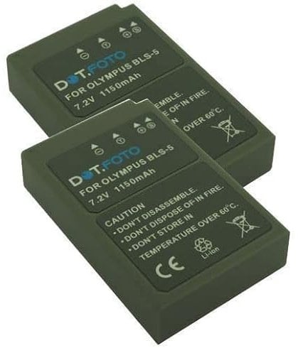 2 x Dot.Foto BLS-5, BLS-50 Premium 7.2v / 1150mAh Rechargeable Battery for Olympus OM-5 OM-D E-M10 Mark IV, E-M10 Mark II, E-M10 Mark III S, E-M5 Mark III