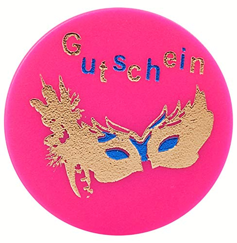 500 Stück Fasching Chips/Karneval Chips Faschingschips hier Maske NEON PINK in verschiedenen Motiven und Farben erhätlich für Fastnacht, Fasnacht, Chips für die fünfte Jahreszeit